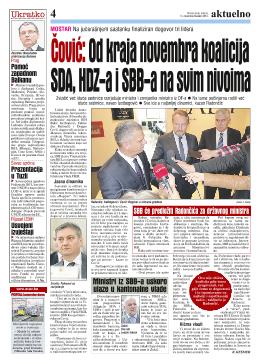 Čović: Od kraja novembra koalicija SDA, HDZ-a i SBB-a na svim nivoima