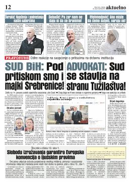 SUD BiH: Pod pritiskom smo i majki Srebrenice! ADVOKATI: Sud se stavlja na stranu Tužilaštva! 