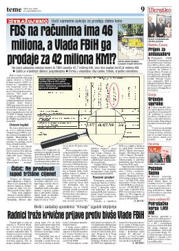FDS na računima ima 46 miliona, a Vlada FBIH ga prodaje za 42 miliona KM!?  