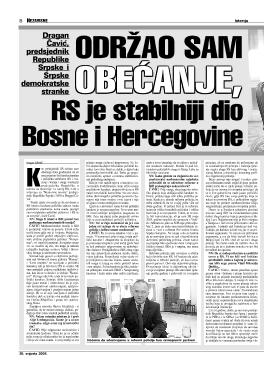 ODRŽAO SAM OBEĆANJE,  RS je stabilniji dio Bosne i Hercegovine